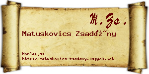 Matuskovics Zsadány névjegykártya